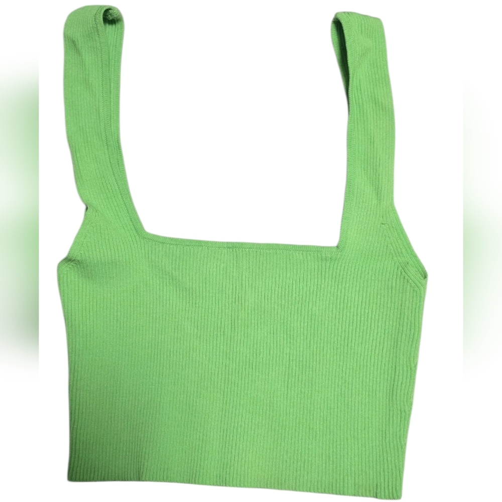 Green Ribbed Tank Top